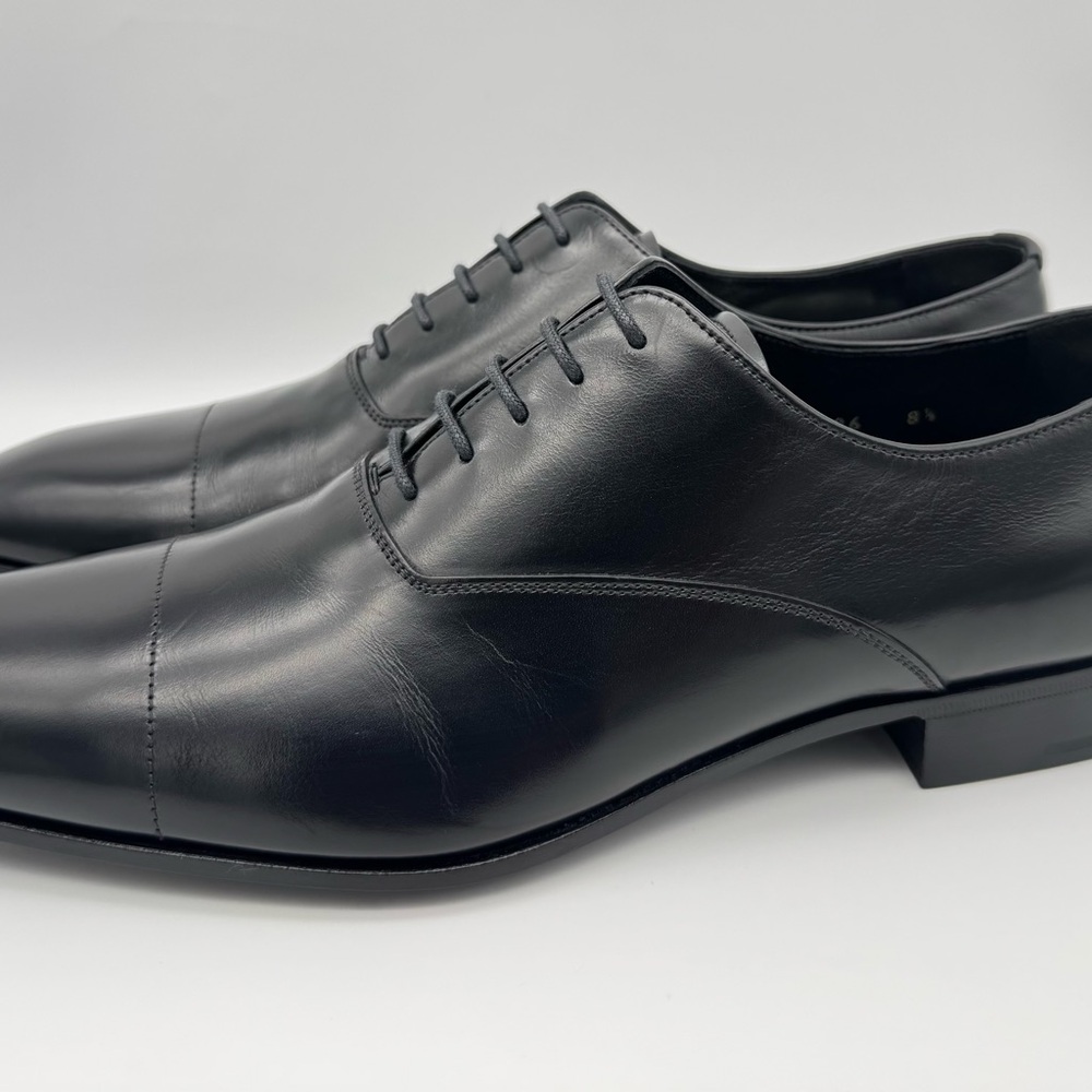 PRADA Black Leather Square Toe Lace Up Shoes UK 8.5 / US 9.5 - Picture 3 of 12